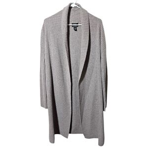 Halogen 100% Cashmere Cardigan Womens S/M Taupe Gray Open Front Sweater Duster
